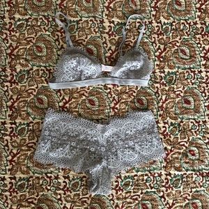VS Mauve Lace Bralette and Boyshort Panty Set